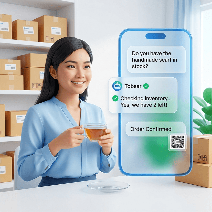 Happy seller with automated chat and KHQR payment